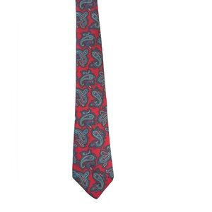 Adams Row 100% silk tie. Red paisley. Excellent used condition.